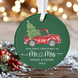 Calligraphie Coeur premier Noël Rouge Camion vert