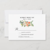 Calligraphie Coral Floral Wedding Carte RSVP (Dos)