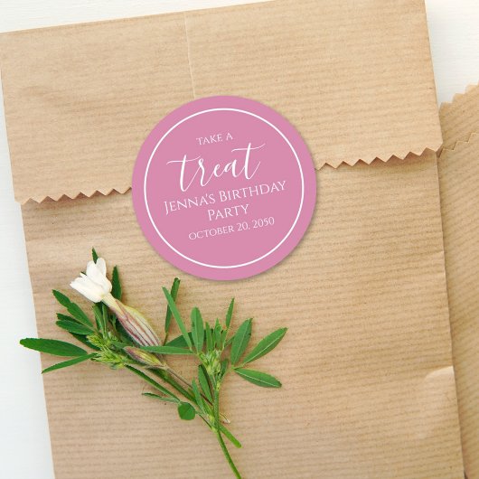 Calligraphie d'anniversaire rose simple Étiquette