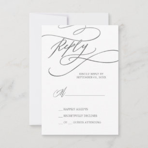 Calligraphie d'argent romantique Carte RSVP simple