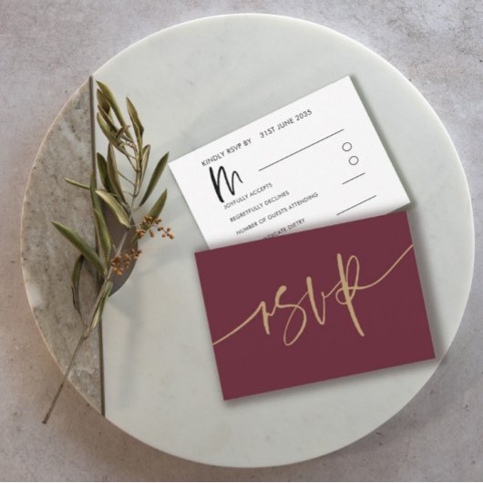 Calligraphie de Bourgogne moderne Mariage RSVP