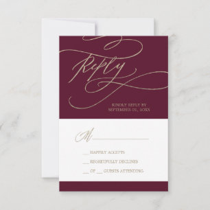 Calligraphie de Bourgogne romantique Carte RSVP si