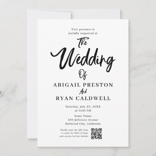 Calligraphie de brosse Code QR Faire-part de maria (Devant)