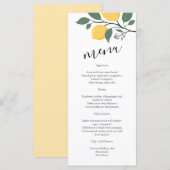 Calligraphie de citron moderne Menu Mariage (Devant / Derrière)
