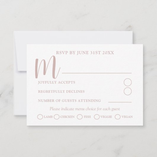 Calligraphie de dégradé rose simple Mariage RSVP (Dos)