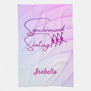 Calligraphie de la serviette de patinage synchroni