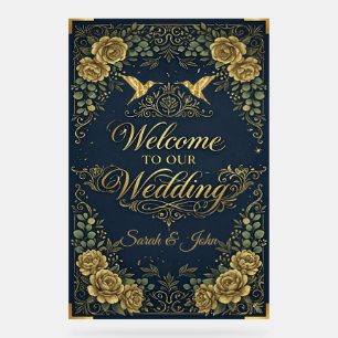 Calligraphie de luxe en or pour mariage naval de b
