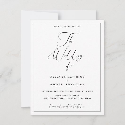 Calligraphie de script en un seul Faire-part de ma (Devant)