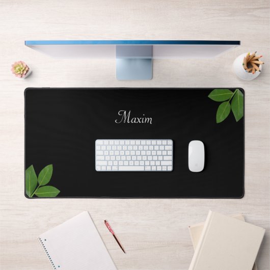 Calligraphie de script et feuilles vert laurier su (Bureau 1)