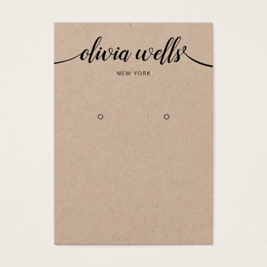Calligraphie de script Kraft Earring Carte d'affic (Devant)
