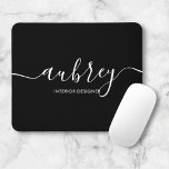 Calligraphie de script minimaliste noir Souris<br><div class="desc">Tapis de souris minimaliste et moderne.</div>