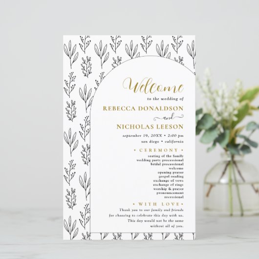 Calligraphie de script Programme de mariage de tex (Debout devant)