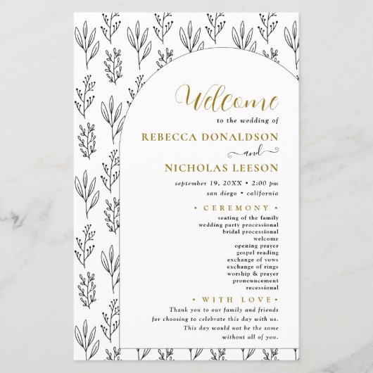 Calligraphie de script Programme de mariage de tex (Devant)