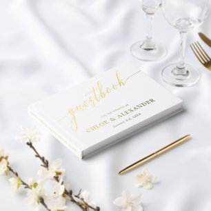 Calligraphie délicate Mariage or et blanc