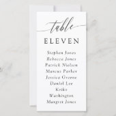 Calligraphie délicate Numéro de table Noms des inv (Devant)