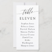 Calligraphie délicate Numéro de table Noms des inv (Dos)