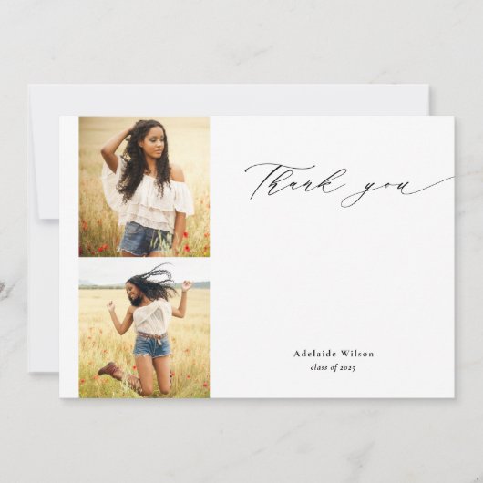Calligraphie Deux Merci de graduation photo (Devant)