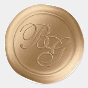 Calligraphie d'or Monogramme Stickers de cire