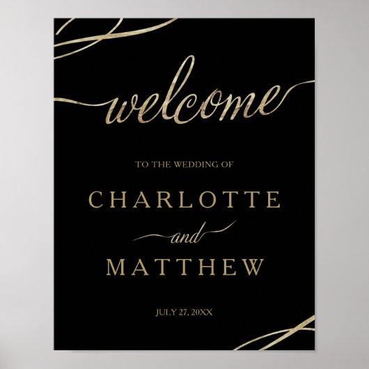Calligraphie d'or | Poster du Mariage de bienvenue (Devant)