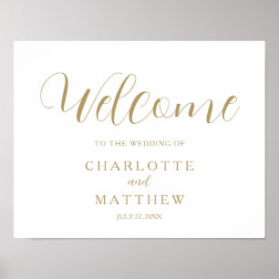 Calligraphie d'or   Poster du Mariage de bienvenue