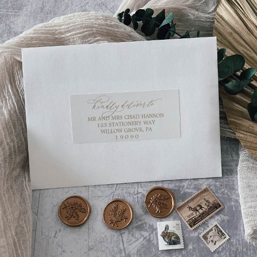 Calligraphie d'or romantique Étiquettes de adresse