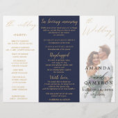 Calligraphie d'or romantique Programme de mariage  (Devant)