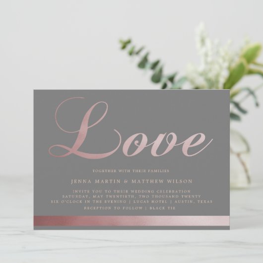 Calligraphie d'or rose | FAIRE-PART DE MARIAGE (Debout devant)