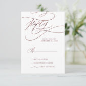 Calligraphie d'or Rose romantique Carte RSVP simpl (Debout devant)