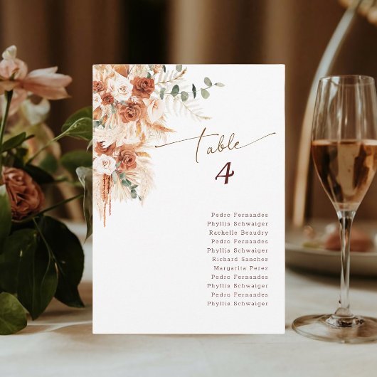 calligraphie écriture Boho numéro de table de mari