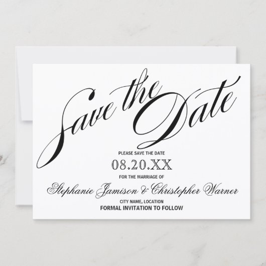 Calligraphie Élégance Script Carte de Pré-annonce (Devant)