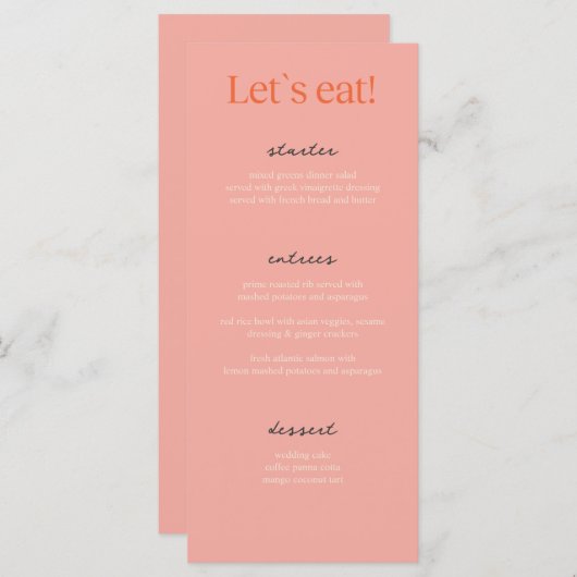 Calligraphie Elegant Beige Mariage Cartes de menu (Devant / Derrière)