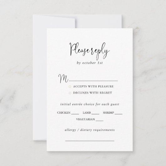 Calligraphie Élégant Script Mariage Menu Choix (Devant)