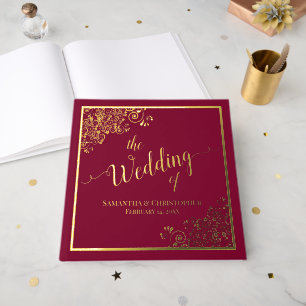 Calligraphie Élégante Bordeaux et Dorure Mariage