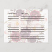 Calligraphie Élégante | Cartes de Recette Florales (Dos)