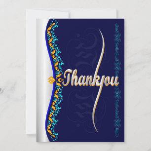Calligraphie élégante en argent et Merci bleu