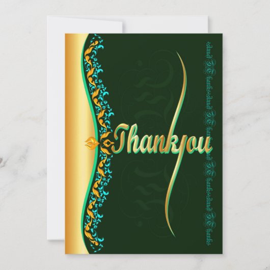 Calligraphie élégante en Merci vert et or (Devant)