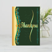 Calligraphie élégante en Merci vert et or (Debout devant)