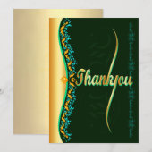 Calligraphie élégante en Merci vert et or (Devant / Derrière)