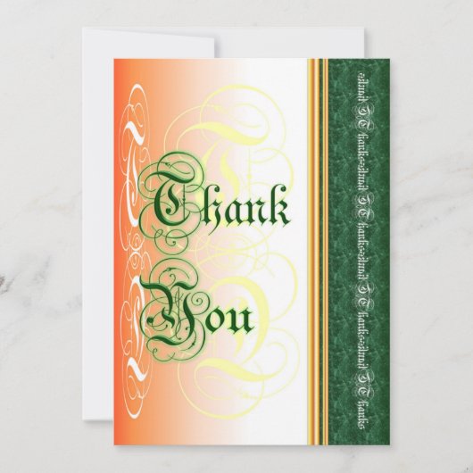 Calligraphie élégante en vert et orange merci (Devant)