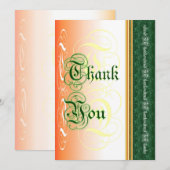 Calligraphie élégante en vert et orange merci (Devant / Derrière)