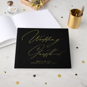 Calligraphie Élégante Mariage Noir Or Feuille Doré