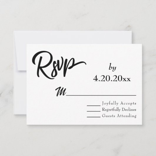 Calligraphie élégante, Réponse simple pour mariage (Devant)