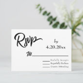 Calligraphie élégante, Réponse simple pour mariage (Debout devant)