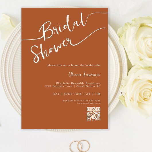 Calligraphie en terre cuite Invitation de douche n