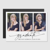 Calligraphie Encre 3 Photo Graduation Magnet Card (Devant / Derrière)