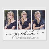 Calligraphie Encre 3 Photo Graduation Magnet Card (Devant)