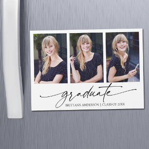 Calligraphie Encre 3 Photo Graduation Magnet Card