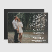 Calligraphie Enregistrer la carte de date Magnet a (Devant / Derrière)