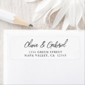 Calligraphie. Étiquette d'adresse de retour Mariag (En situation)