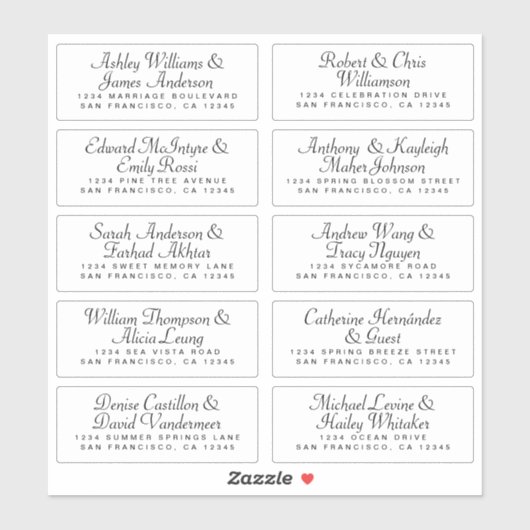 Calligraphie Étiquettes de adresse invités ORDER 6 (Feuille)